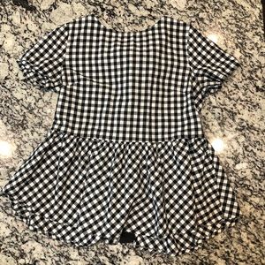 Black & White Gingham Peplum Bow Back Top